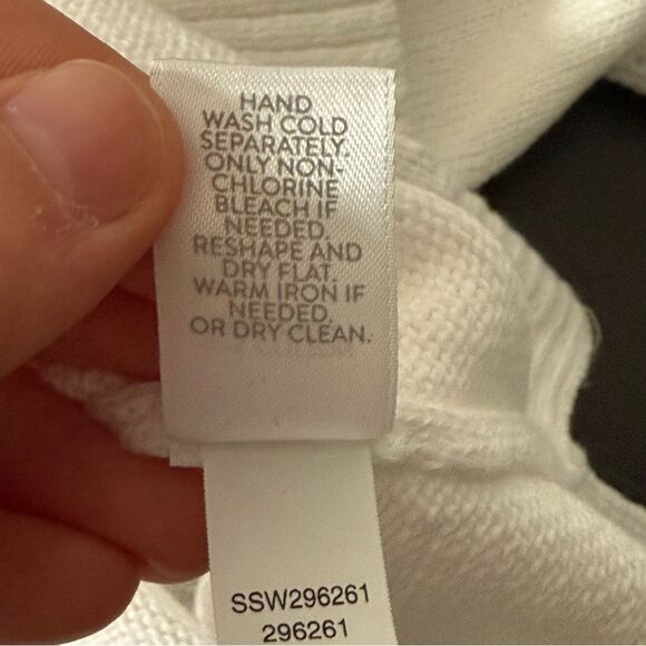 J Jill Top Womens Sz L White Crochet Knit Lace 3/4 Sleeve V Neck Beach Coastal - Picture 9 of 11